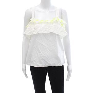 Maiyet Womens Sleeveless Tiered Tank Top White Yellow Cotton Size 2